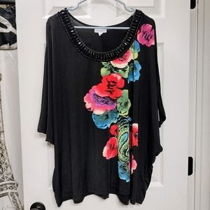 Women's Plus Size 3X Fashion Bug Floral Print Slit Sleeve
